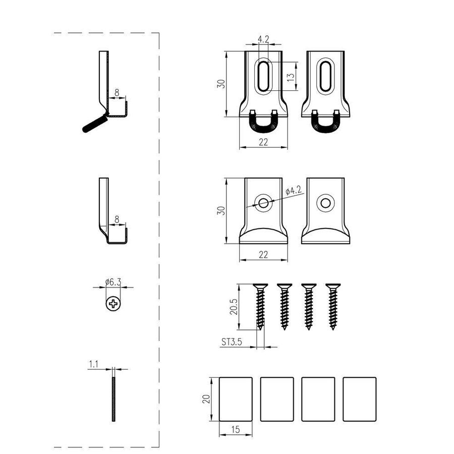 Set Chroom Spiegelklemmen