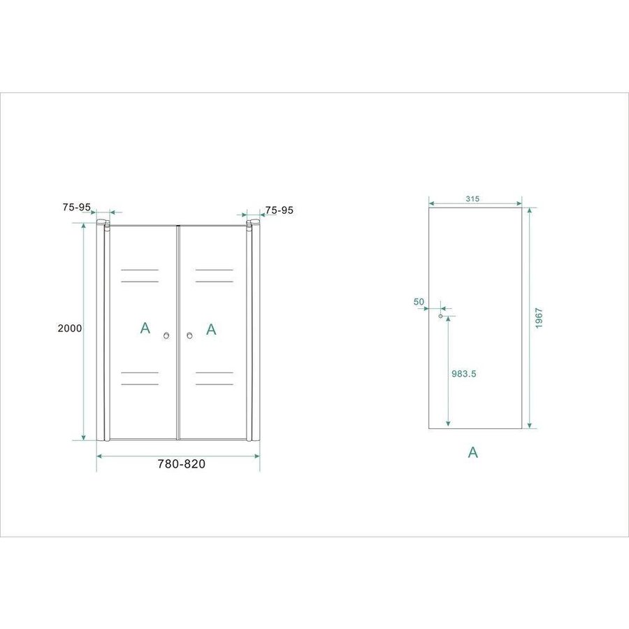 Dubbele Pendel-Nisdeur 80X200 Cm 6 Mm Nano Glas