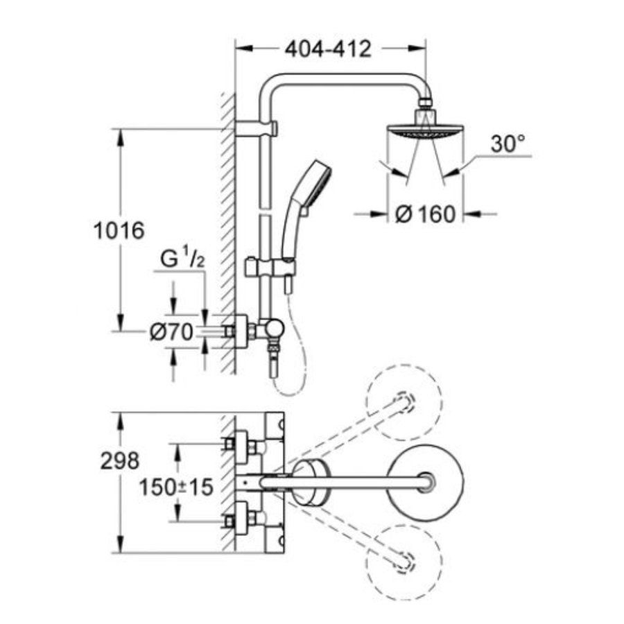 Tempesta New Cosmopolitan Doucheset Met Hoofddouche 16 Cm Chroom
