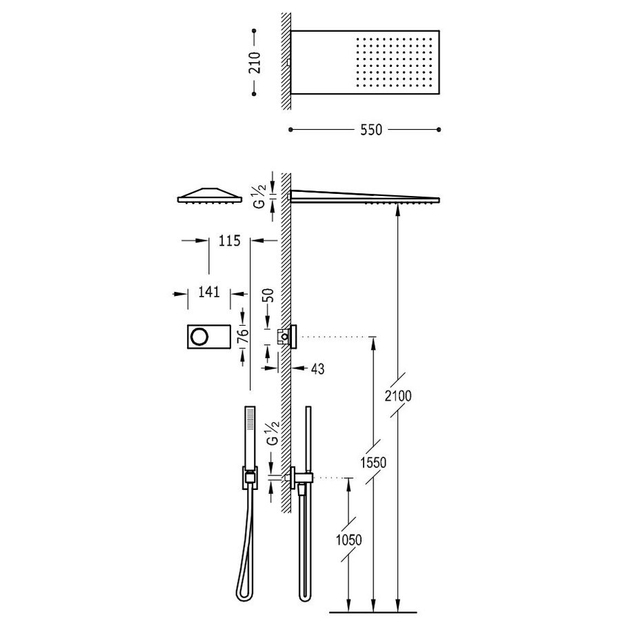 Elektronische Douchethermostaat Set Type 1