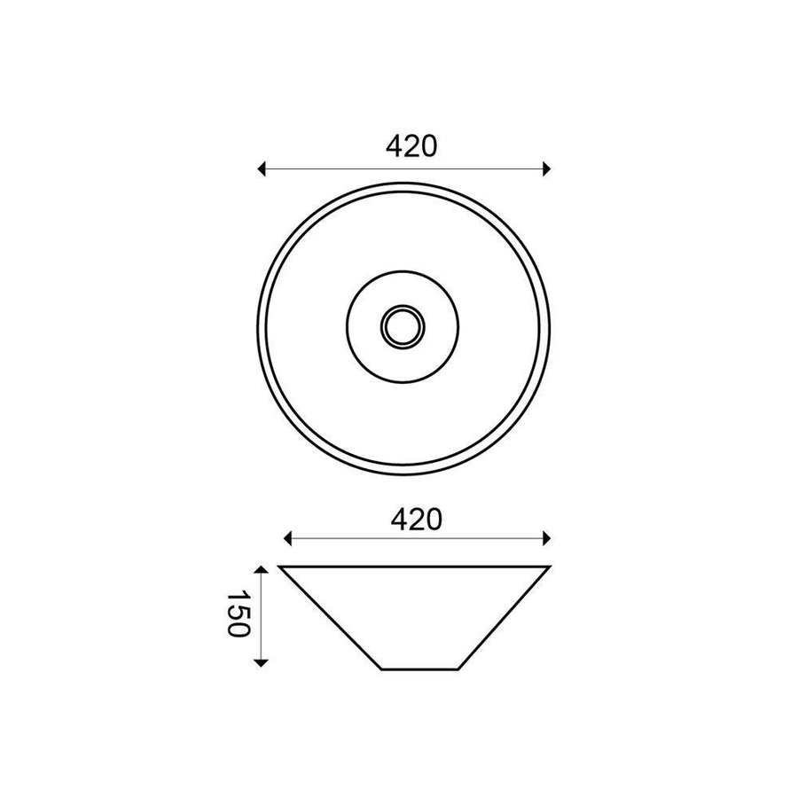 Keramische Opzetwastafel Circle 42X42X15 Cm