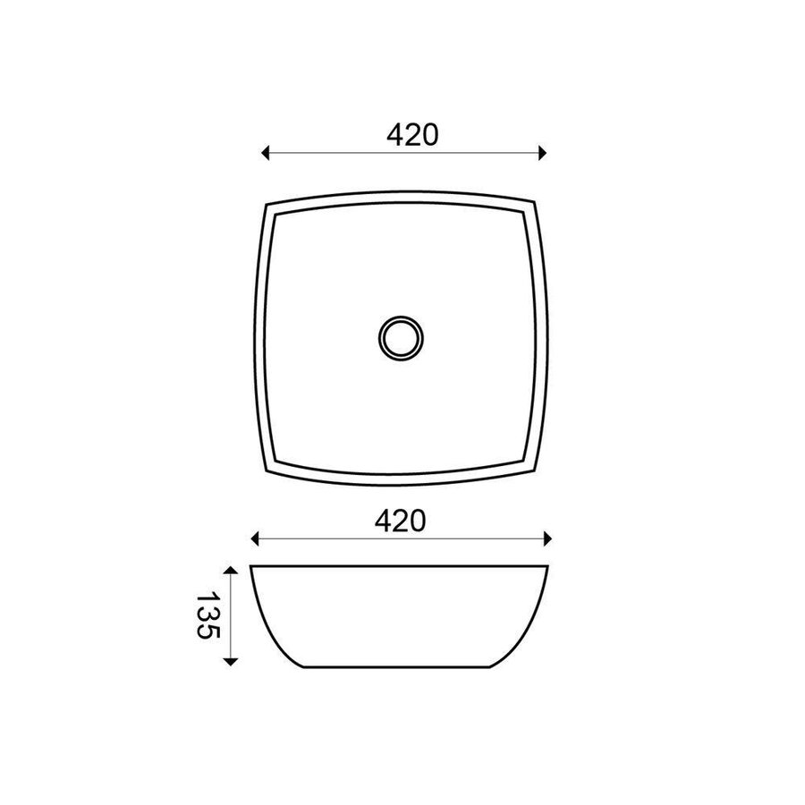 Keramische Hesus Opzetwastafel 42X42X13,5 Cm