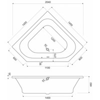 Hoekbad Filia 145X145X48 Cm