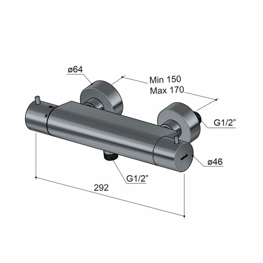 Cobber Douchethermostaat Met Onder aansluiting 008