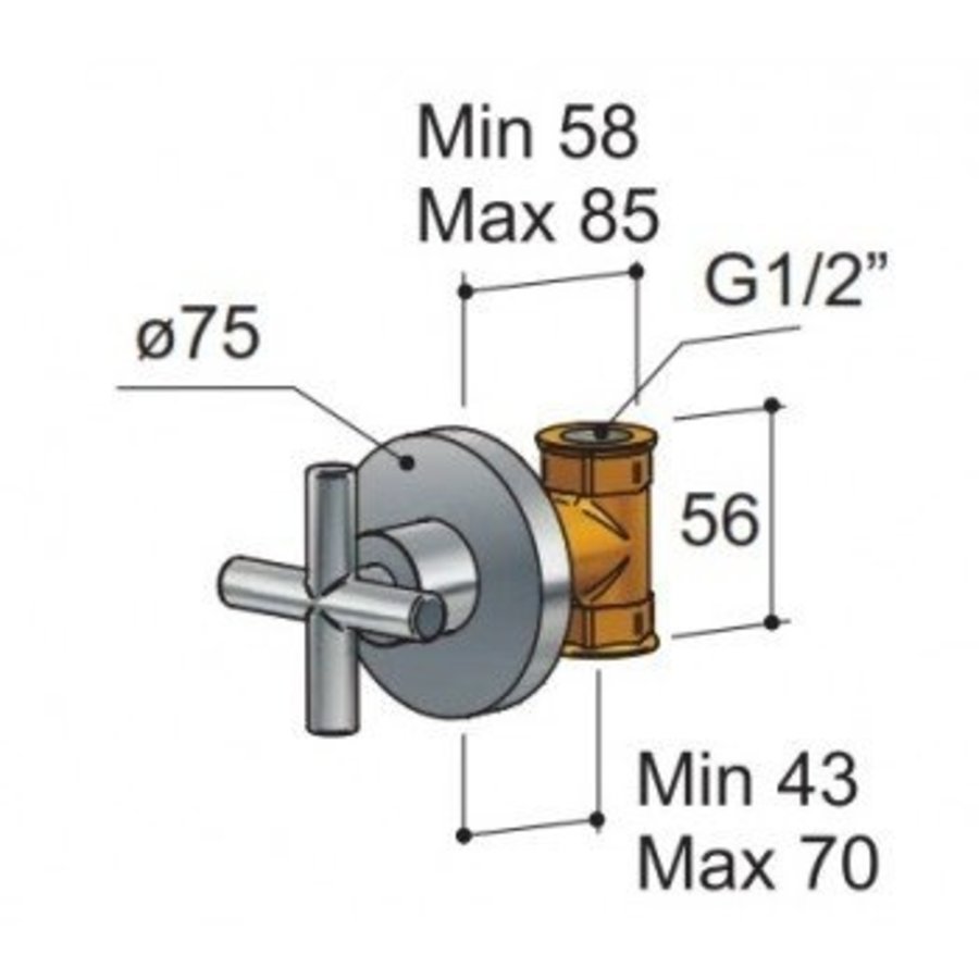 Hotbath Chap inbouw 2-weg omstel voor thermostaat C 080 RVS