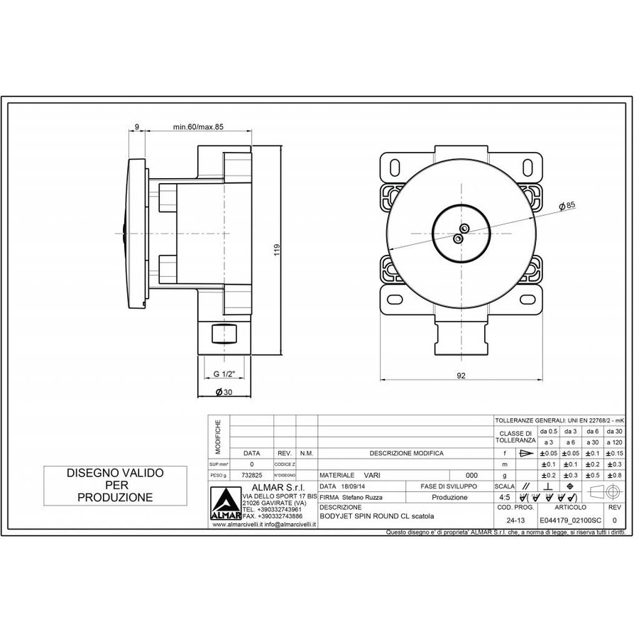 Mate Inbouw Bodyjet Twist Massage Rond M179