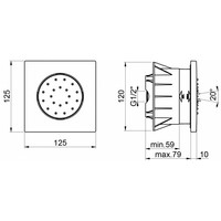 Mate Inbouw Bodyjet Vierkant Kantelbaar M135