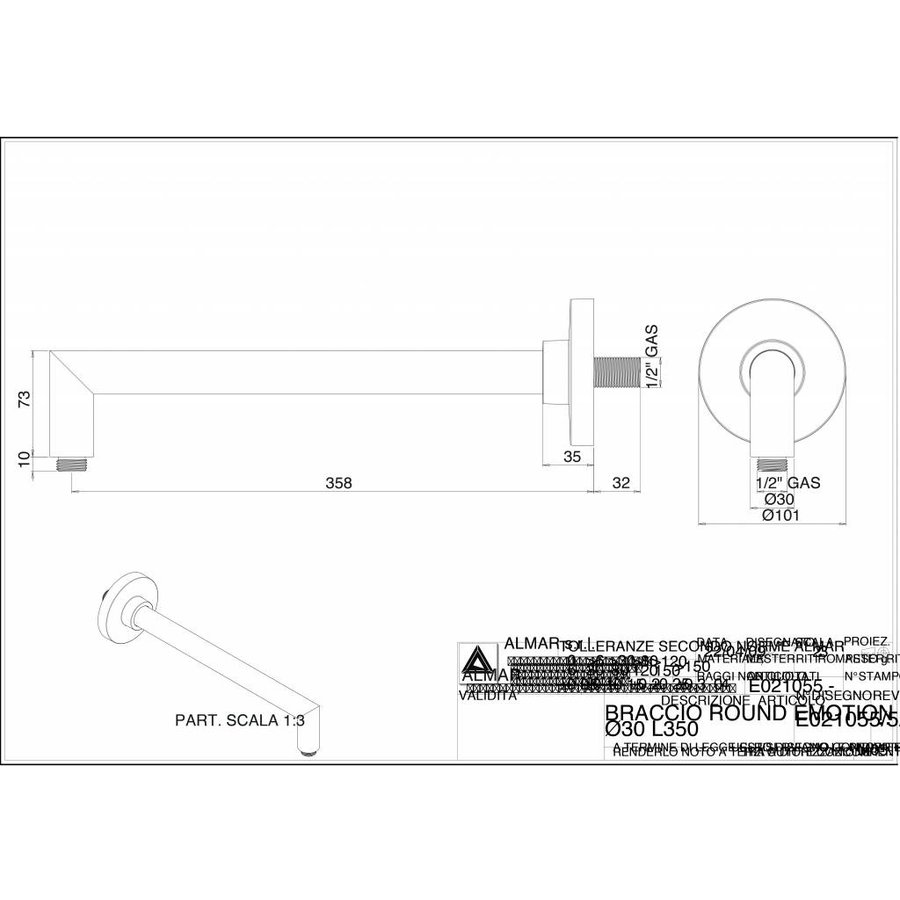 Mate Wandarm Rond Verzwaard 35, 50 Cm