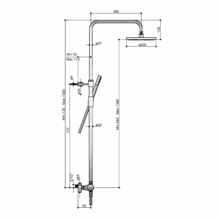 Thermostatische Regendouche Set Buddy Sds 1