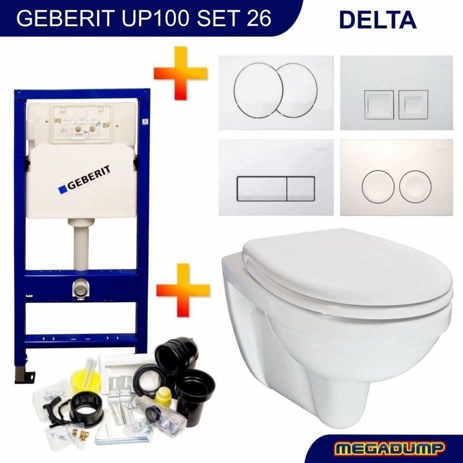 Up100 Toiletset 26 Aqua Splash Trevi Compact Met Bril En Drukplaat