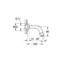 Universal Toiletkraan Wandmodel 1/2 Uitloop 10 Cm Chroom