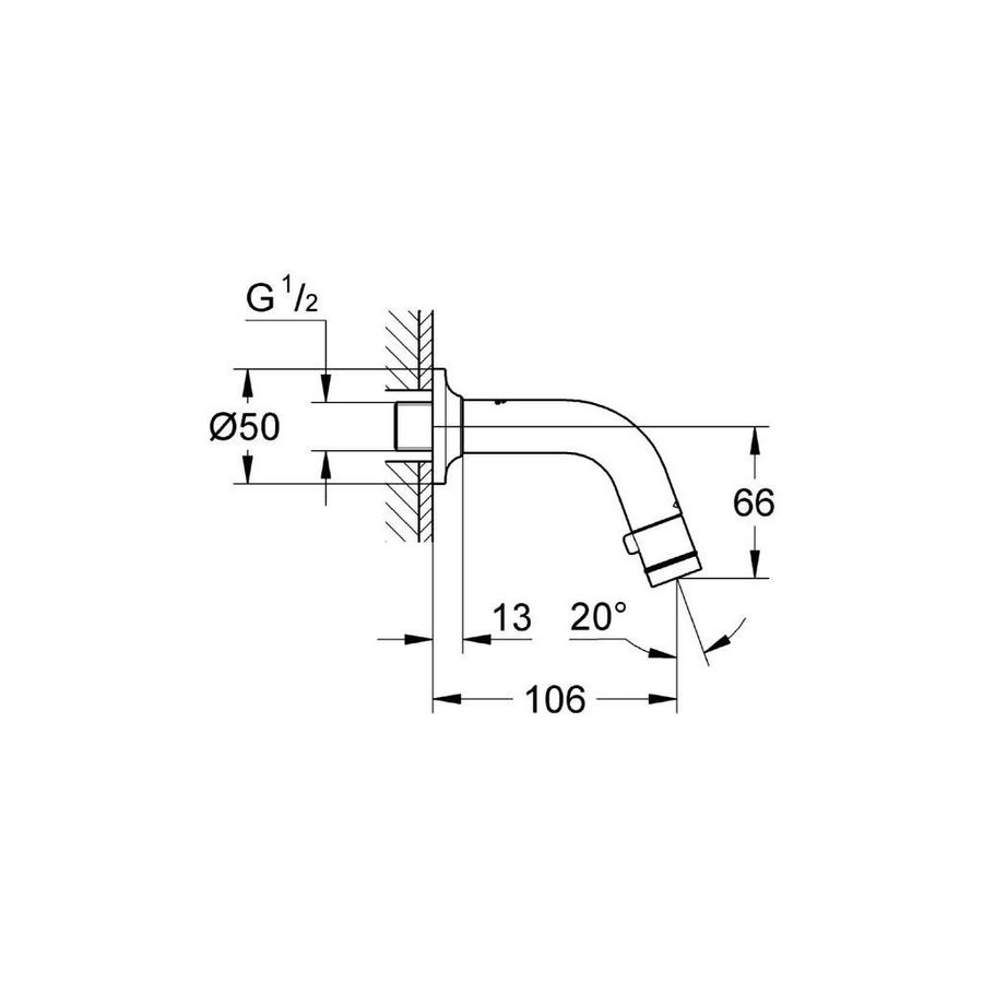 Universal Toiletkraan Wandmodel 1/2 Uitloop 10 Cm Chroom