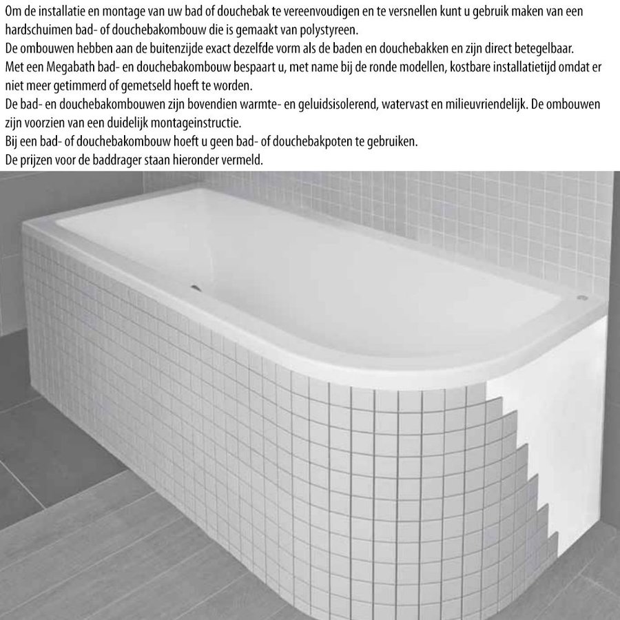Ligbad Xenz Society 190x80x50 cm Inbouw Acryl Wit