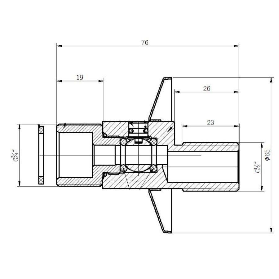 Set Afsluitbare S-Kopp. 1/2X3/4 + Rozet Chroom