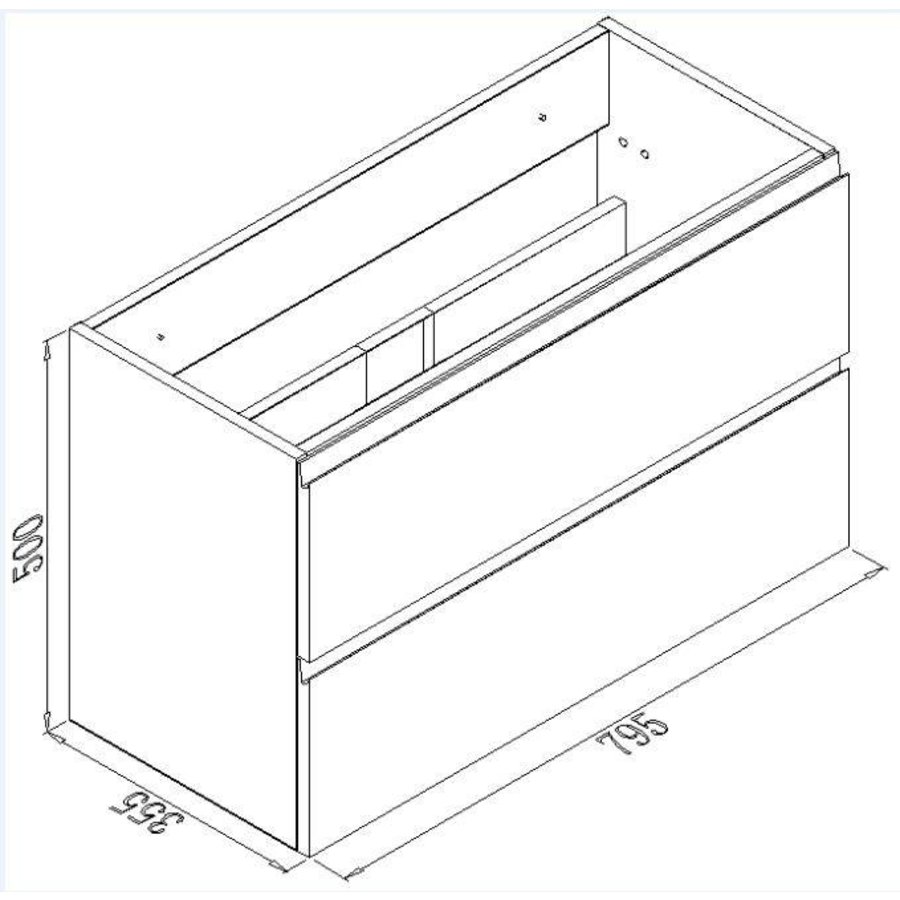 Onderkast 80X36Cm Zonder Wastafel Hoogglans Wit