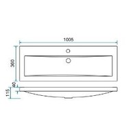 Wastafel 100Cmx36Cm Één Kraangat Wit