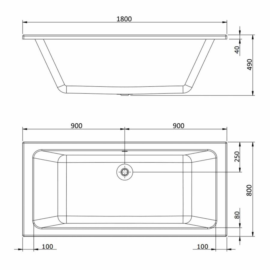 Ligbad Duo Saturnus Inbouw 180X80X49 Cm Wit