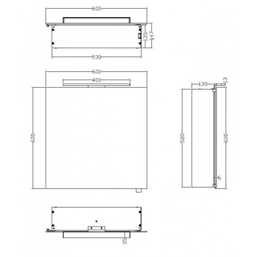 Spiegelkast Met Led Verlichting 60X60 Aluminium