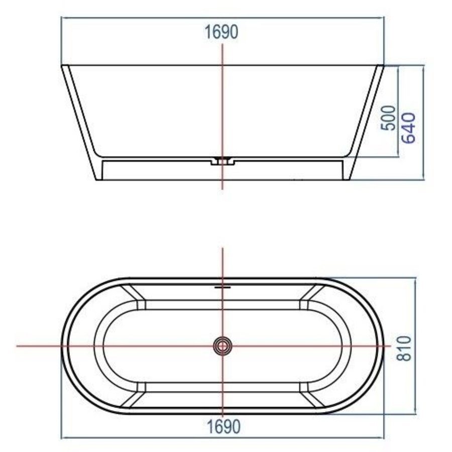 Vrijstaand Bad Mooi 170X80X64Cm Solid Surface