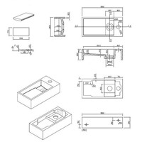 Fontein Arty Just Solid 36X18X10Cm Mat Wit (Kraangat Rechts)