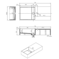 Wastafel N75 Just Solid 75X33X15Cm (Kraangat Rechts)