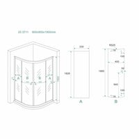 Douchecabine Aktie Kwartrond 90X90X190 Cm 5Mm Helder Glas