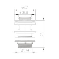 Afvoerplug Schutte met Overloop Messing RVS