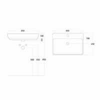 Wastafel Opbouw Sapho Savana Rechthoekig 65x17x45 cm Keramiek Wit