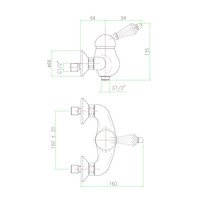 Opbouw Douchekraan Sapho Kirké Mengkraan Retro Kristal 1-hendel Goud