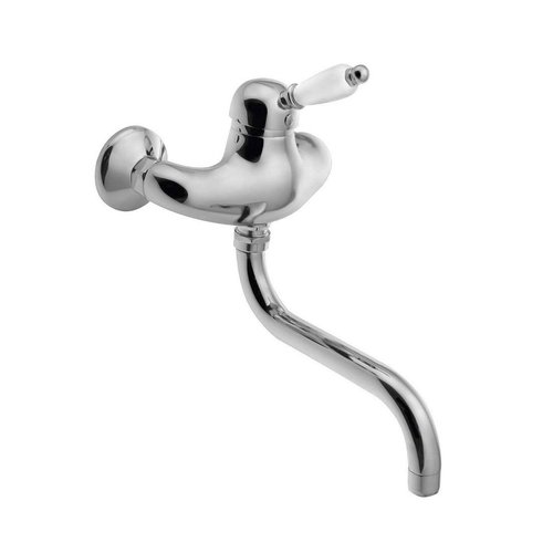 Badmengkraan Sapho Kirké 1-hendel Wit Retro Uitloop Gebogen 20 cm Chroom 