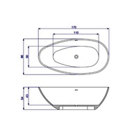 Vrijstaand Ligbad Salenzi Unica 170x86x54 cm Solid Cast Mat Zwart