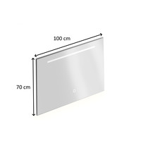 Badkamerspiegel Xenz Bardolino 100x70 cm met Horizontale Verlichtingsbaan en Spiegelverwarming