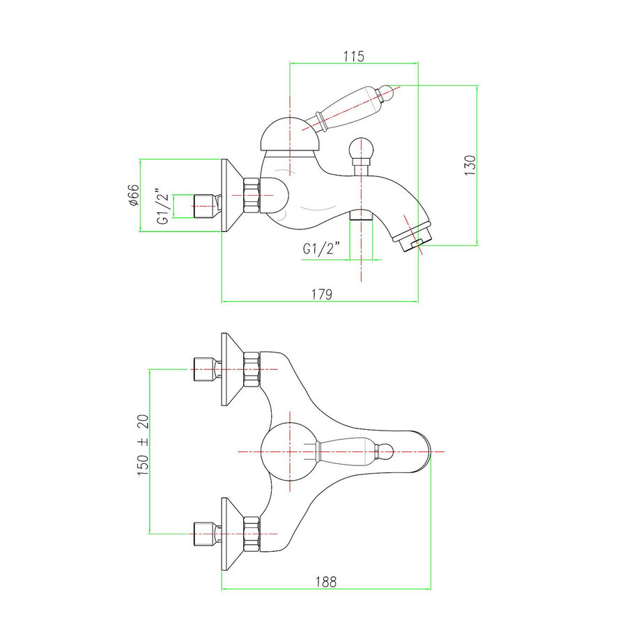 Opbouw Badkraan Sapho Kirk� Mengkraan Retro Wit 1-hendel 11.5 cm Chroom