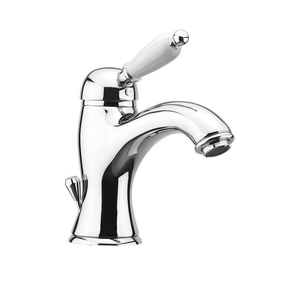 Wastafelmengkraan Sapho Kirk� Wit Retro 1-hendel Gebogen 18.2 cm Chroom (incl. clickwaste)