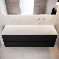 Badkamermeubel Solid Surface AQS Stockholm 150x45 cm Mat Zwart Urban (veertien varianten)