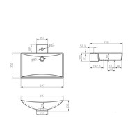 Wastafel Sapho Quintet Rechthoek 59.7x35x15 cm Solid Surface Mat Wit