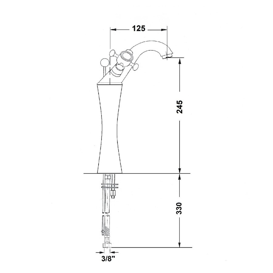 Wastafelmengkraan Sapho Antea 2-knop Gebogen Hoog 24.5 cm Chroom / Goud (incl. pop-up waste)