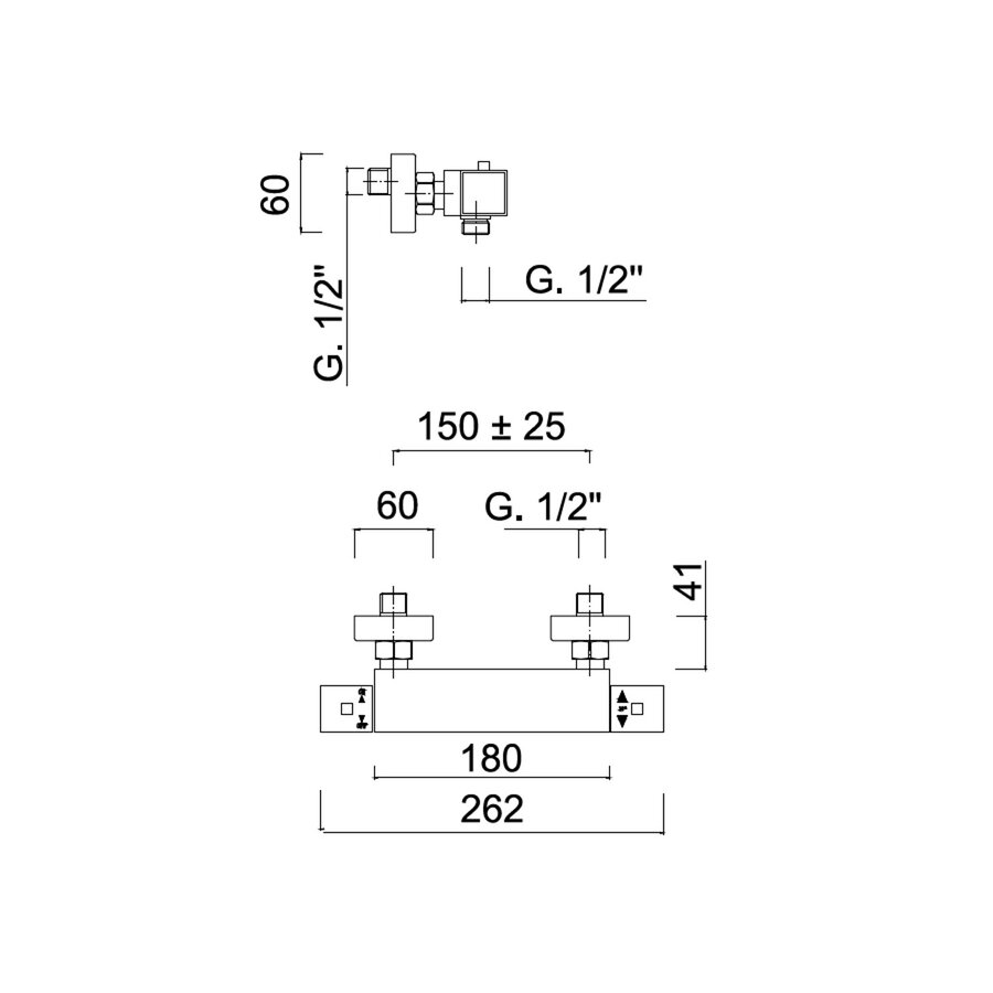 Douchekraan Opbouw Sanimex Giulini Thermostatisch HoH 15cm Chroom