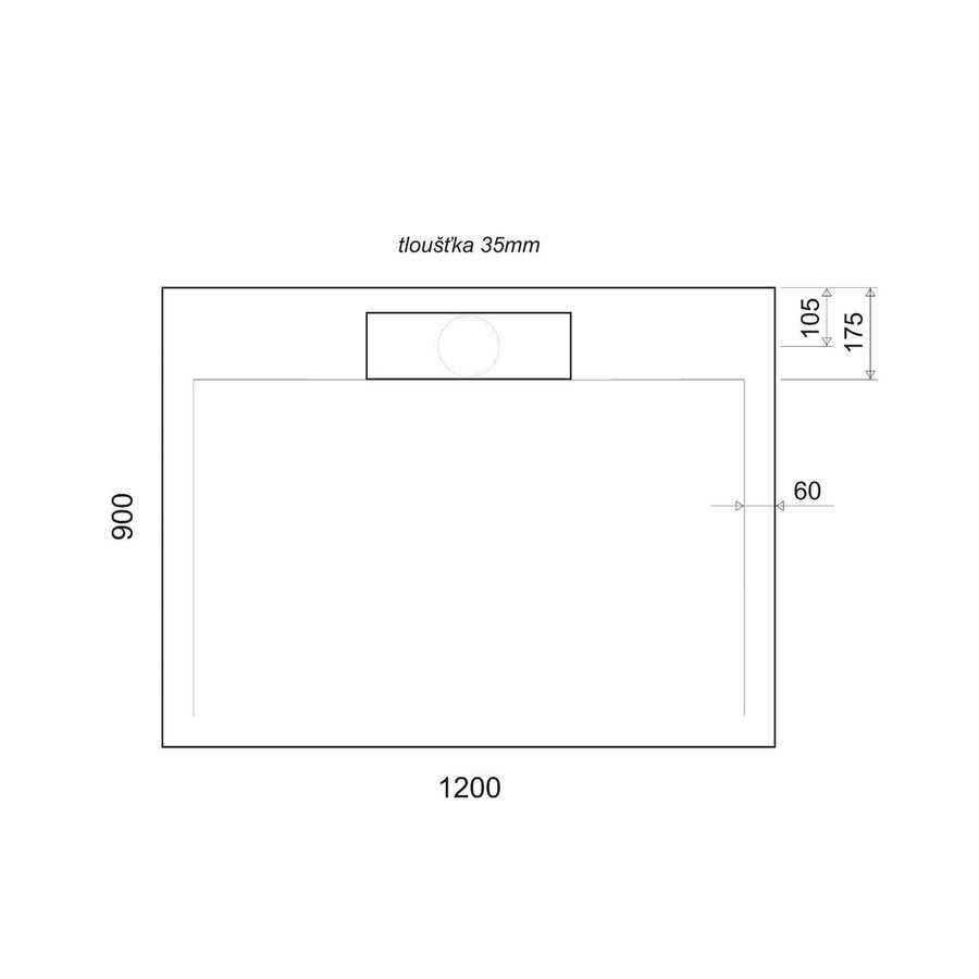 Douchebak Marmer Sapho Irena 120x90x3.5 cm Rechthoek Wit