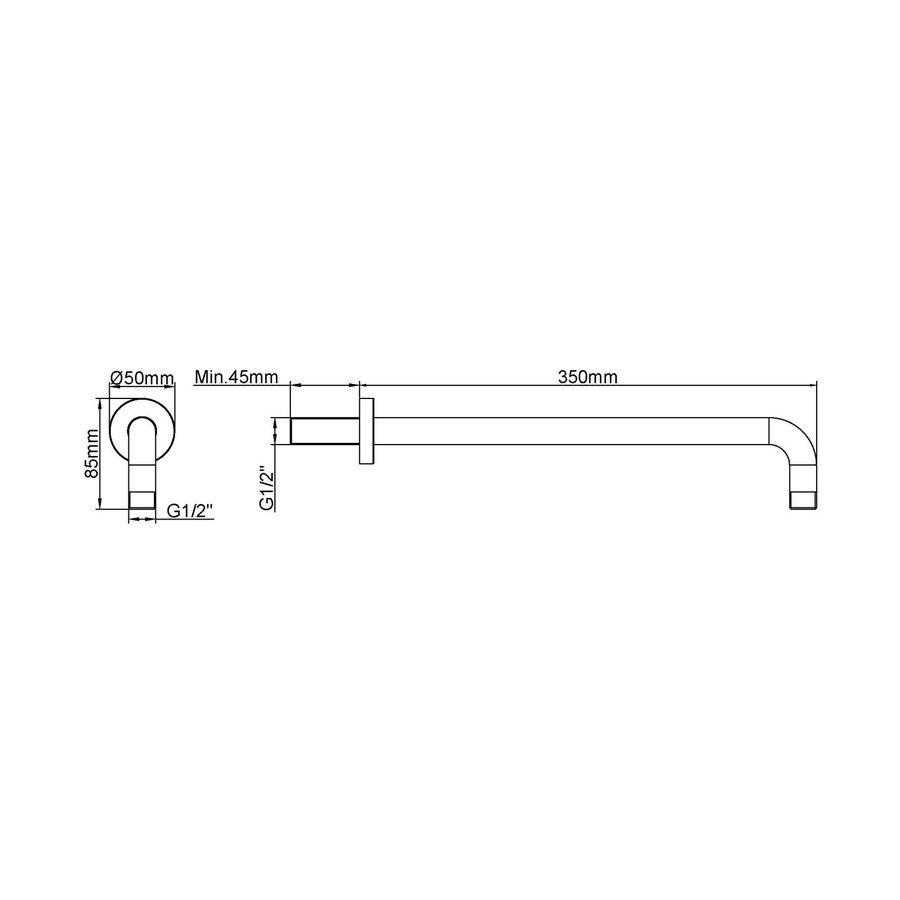 Luxe Douche-Arm Wiesbaden Rond Muurbevestiging 35 cm Geborsteld Messing