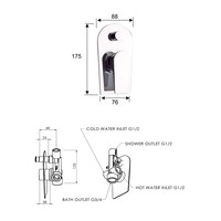 Douchekraan Inbouw Sapho Axamite Mengkraan Afbouwdeel 2-weg Chroom (incl. inbouwdeel)