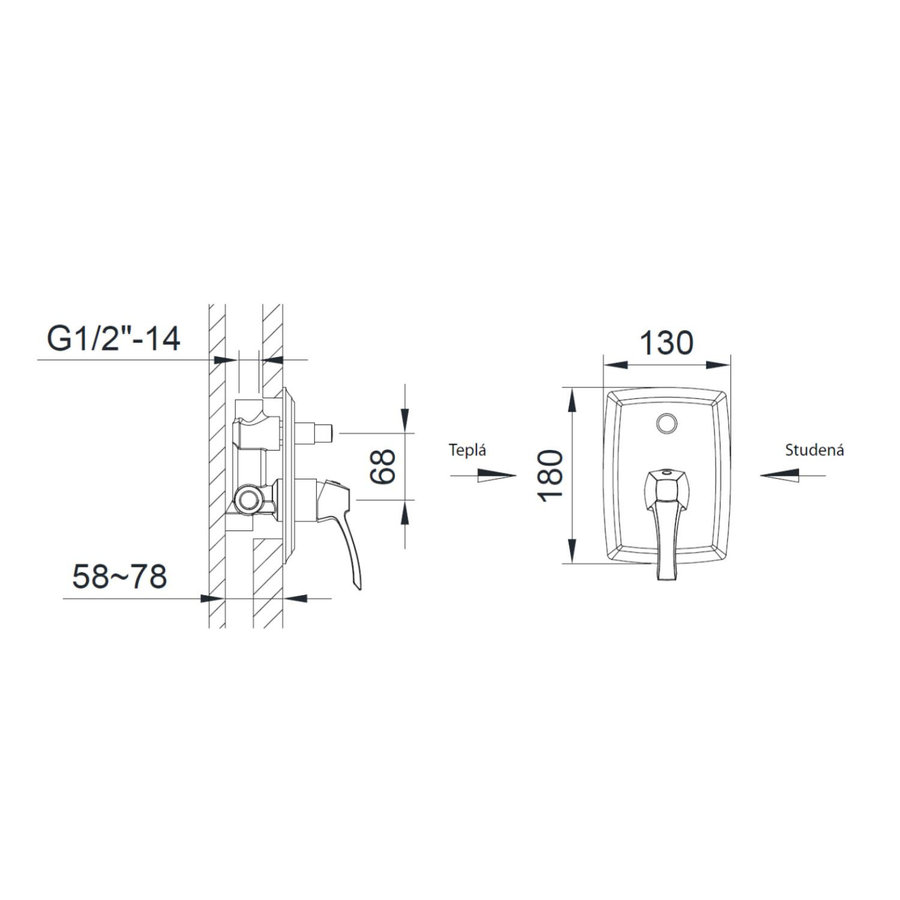 Douchekraan Inbouw Sapho Dreamart Mengkraan Afbouwdeel 2-weg Chroom (incl. inbouwdeel)