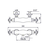 Douchekraan Opbouw Thermostatisch Sapho Sassari 2-knop Chroom