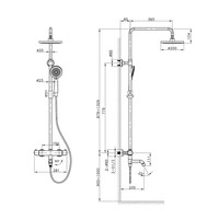 Regendouche Opbouwset Sapho Kimura Douche / Bad Chroom (incl. thermostatische mengkraan)