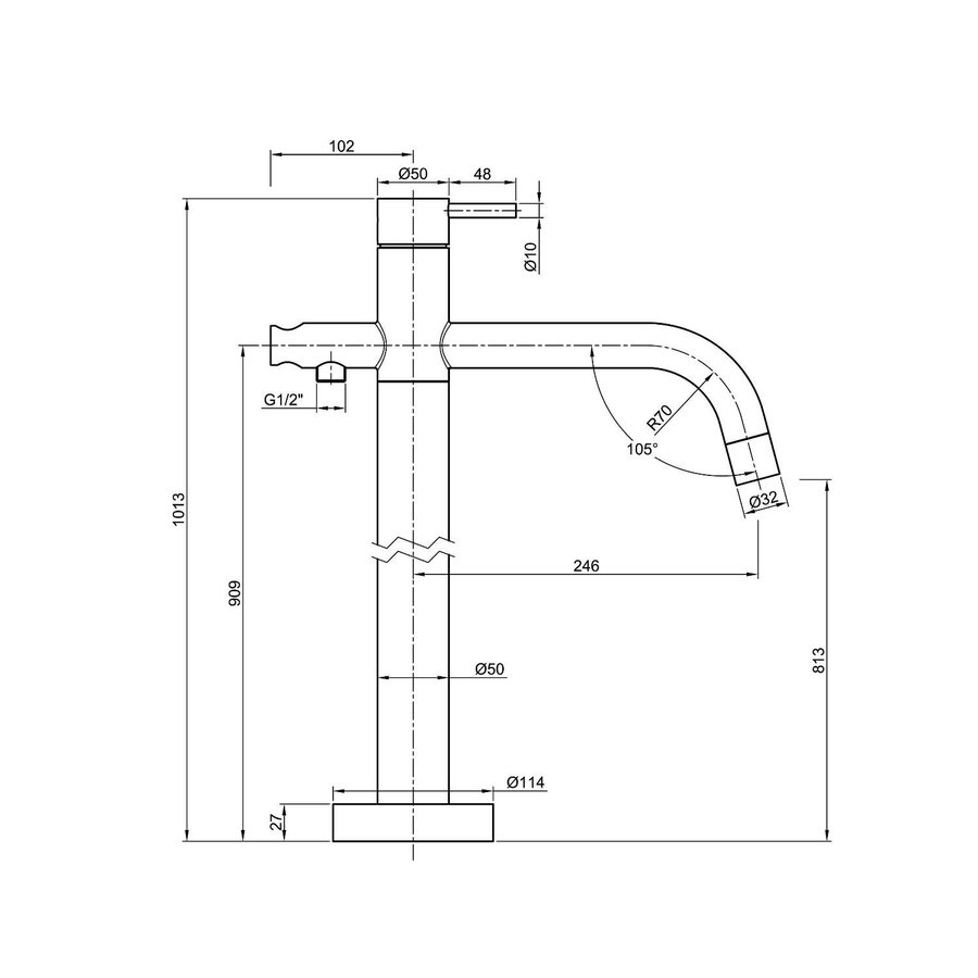 Vrijstaande Badmengkraan Sapho Minimal 101.3 cm met Handdouche RVS