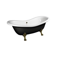 Vrijstaand Bad Sapho Charleston 188x80x71 cm Wit / Zwart met Leeuwenpoten Brons