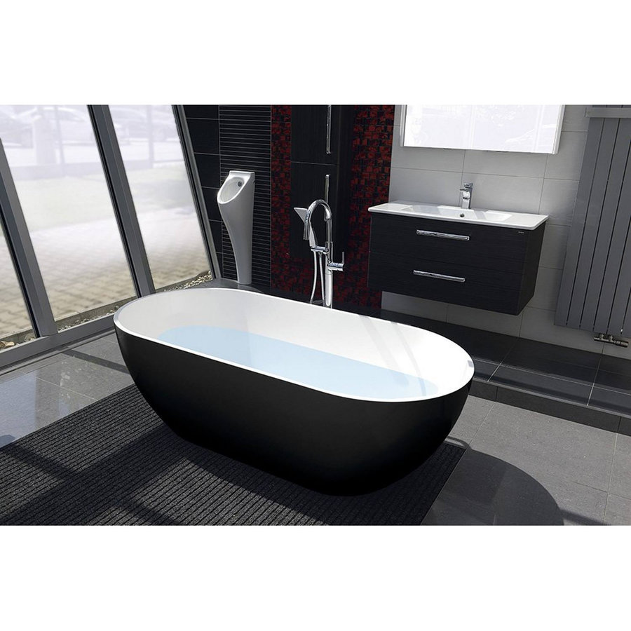 Vrijstaand Bad Sapho Reduta Marmer 150x75x58 cm Wit / Zwart