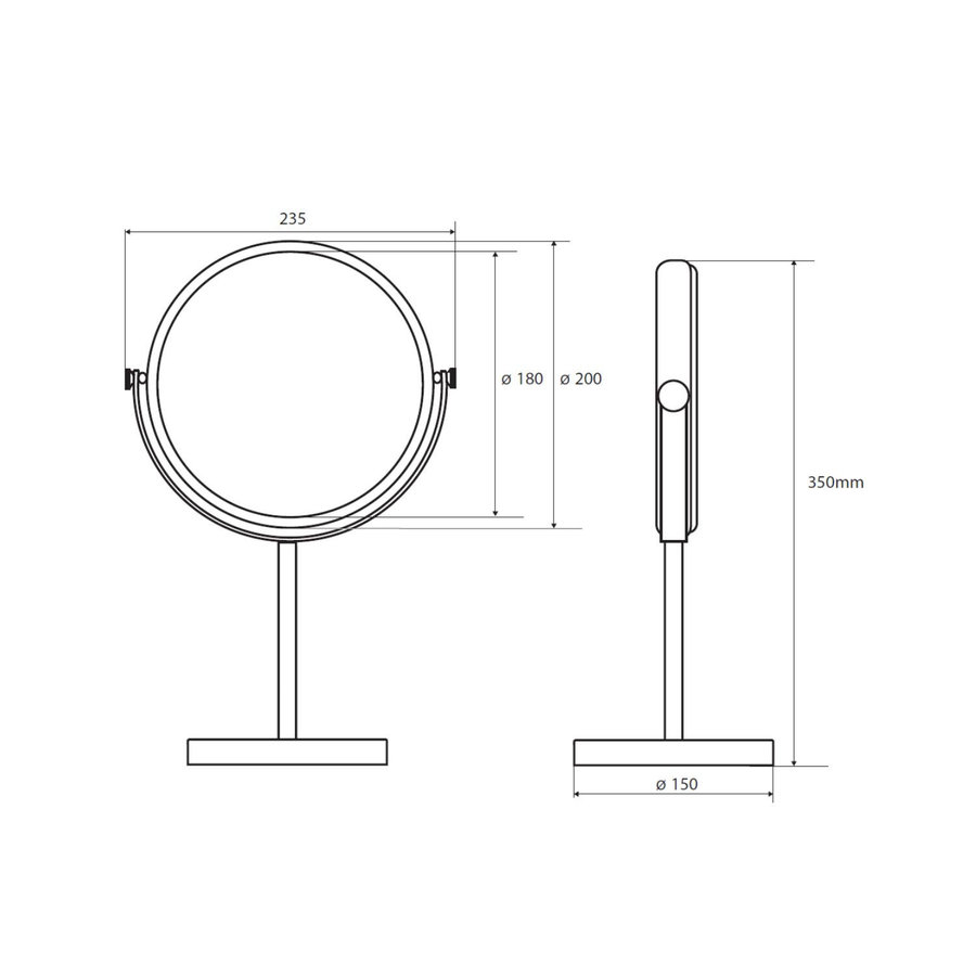 Vrijstaande Kaptafel Spiegel Sapho Rond 20 cm Chroom