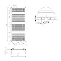 Handdoekradiator Sapho Direct Recht Middenaansluiting 45x132.2 cm 539W Wit