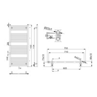 Handdoekradiator Sapho Direct Recht 75x132.2 cm 864W Wit